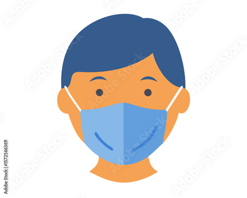 Minimalist Vector Illustration Person Wearing a Face Mask