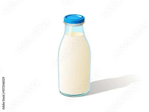Realistic Vector Illustration of a Milk Bottle