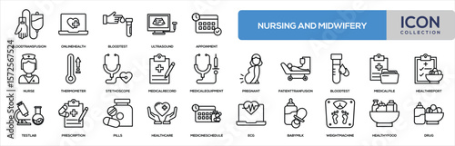 Nursing And Midwifery Line Icon Collection