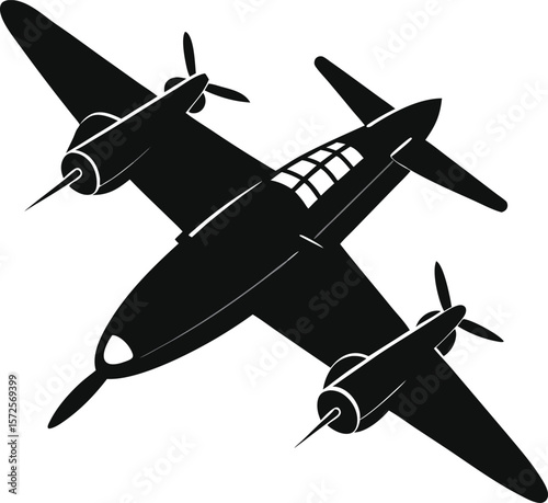 Airplane Vector Black Silhouette Illustration
