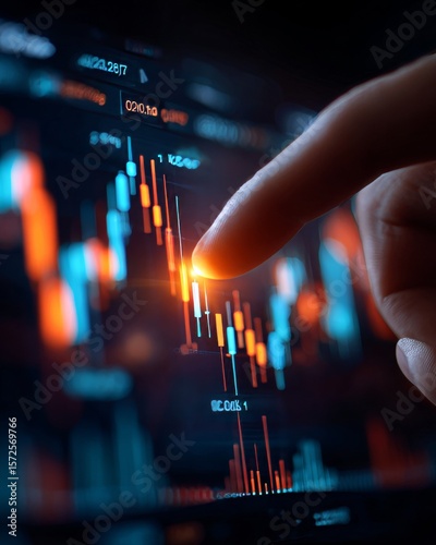 Analyzing stock market trends financial data visualization office digital insights close-up view