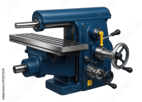 Horizontal milling machine with a precision-ground table and a mechanical feed for consistent performance in a small-scale industrial setting