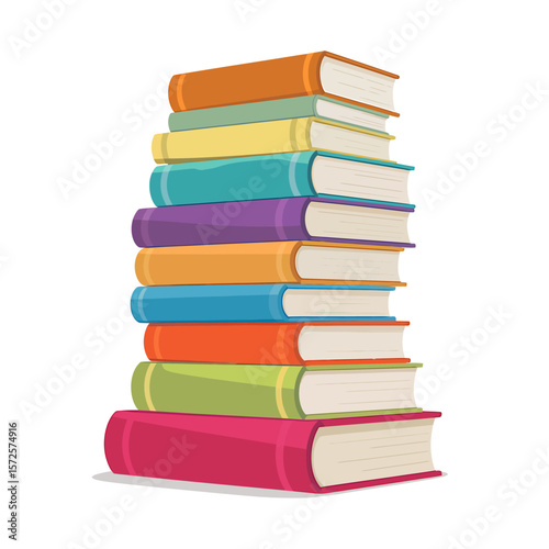Colorful Stack of Books A Digital Illustration of Knowledge and Learning