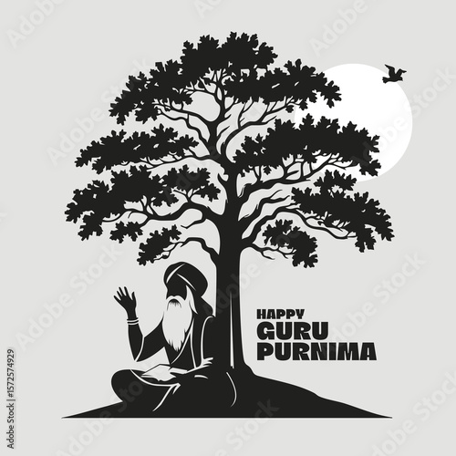 Indian motifs enhancing spiritual Guru Purnima vector.eps