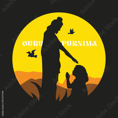 Spiritual artwork for Guru Purnima festival card.eps