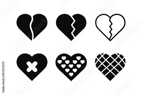 set of Heartbreak silhouette vector illustration