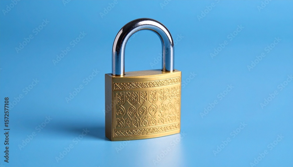 Naklejka premium padlock on blue background