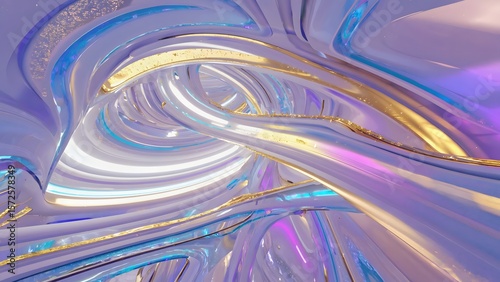 Abstract Flowing Lights with Metallic Accents