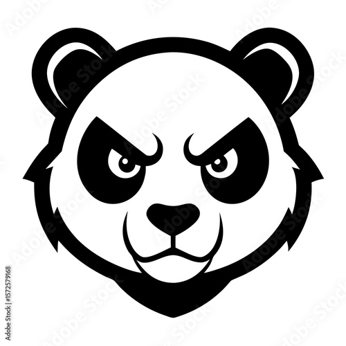 Fierce black and white panda bear head mascot logo design
