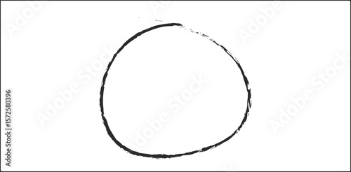 Hand-Drawn Circle Frame. Sketchy, imperfect circle or oval with a rough charcoal texture. Ideal as a border, highlight element, or focus point in organic, creative, and minimalist designs.