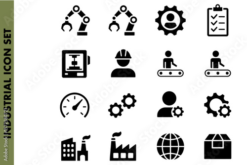 Industry icons representing automation, engineering, manufacturing and distribution logistics hub