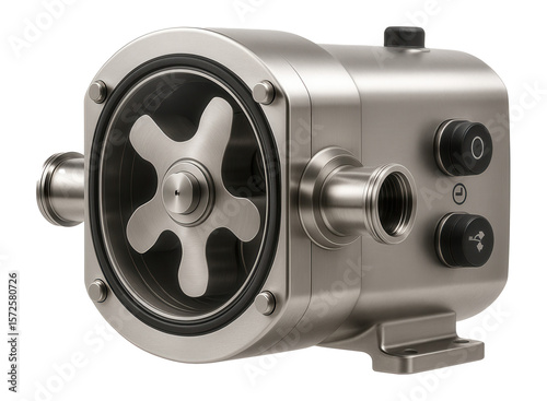 Lobe pump with synchronized rotors and stainless steel construction for hygienic fluid transfer in a dairy plant