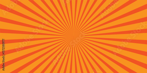 Vector Abstract orange sun rays and sunburst,Vector illustration. Sun beam ray sunburst pattern background. Retro bright backdrop.