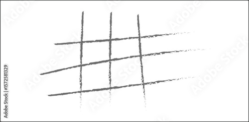 Grunge textured hashtag grid scribble on transparent background – hand-drawn sketch of rough hash lines or crosshatch for social media icon, design texture, abstract marker, or graphic background elem