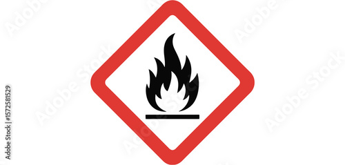 Flammable Material Warning Sign Red Diamond Symbol