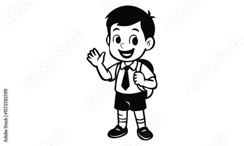 Classic School Boy Silhouette vector Design