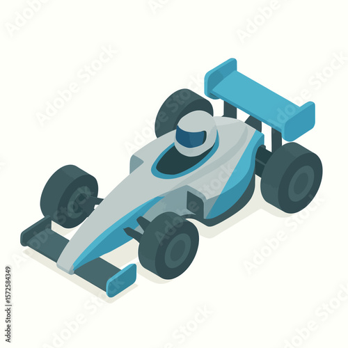 Isometric Vector Icon of Tech-Inspired Formula 1 Car