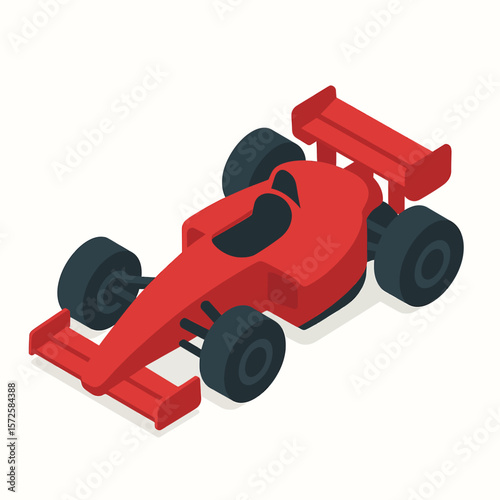 Isometric Vector Icon Red Formula 1 Car