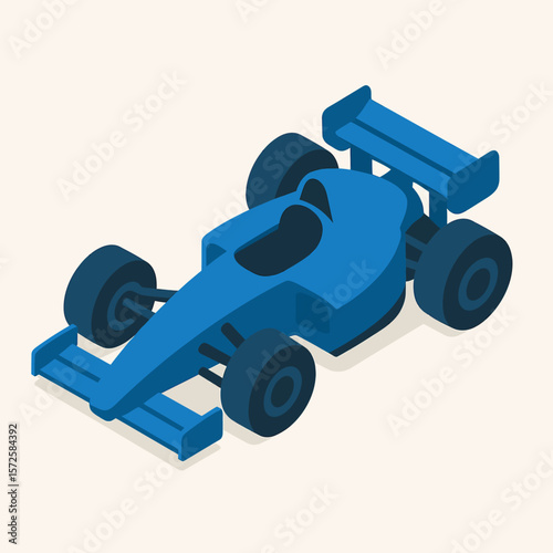Isometric Vector Icon of Blue Formula 1 Car