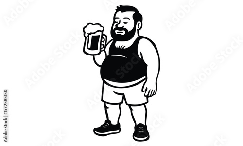 Dad Bod hand holding beer glass vector design