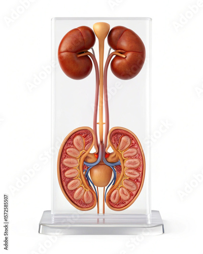 Human urinal system on white background