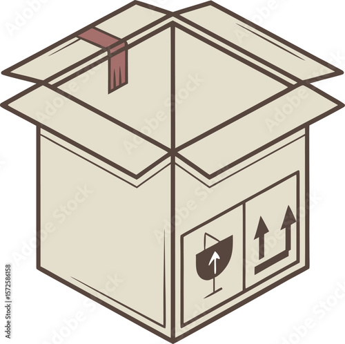 Open Cardboard Box Packaging, Shipping, Delivery, and Logistics