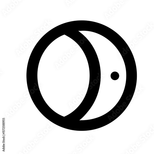 Black and white icon of moon phases within a circle, symbolizing the lunar cycle, time, intuition, and spiritual transformation.
