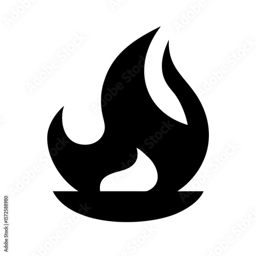 Black silhouette icon of a stylized flame on a base, symbolizing mystical fire, spiritual energy, transformation, and ritual power.
