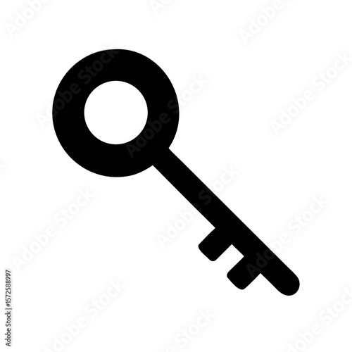 Black silhouette icon of a classic key design, symbolizing secrets, access, hidden knowledge, and mystical or magical gateways.
