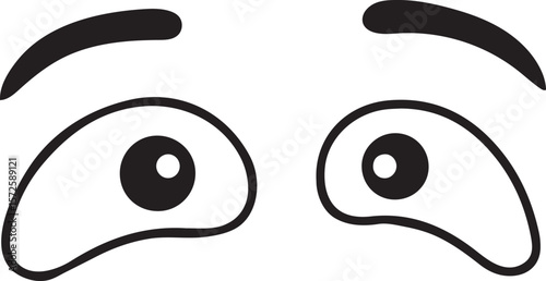 Expressive Cartoon Eyes Displaying a Worried or Concerned Emotion With Prominent Eyebrows and Distinct Pupils Suggesting Animation