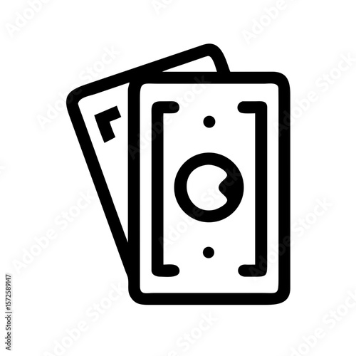 Tarot Deck Icon in Minimal Black Outline Style
