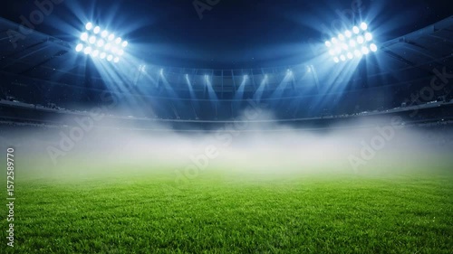 Spotlight show with arena or soccer stadium with Fog Effect