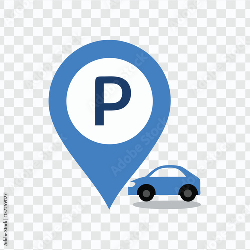"Parking Location Map Pin with Car Icon - Parking Spot Finder"