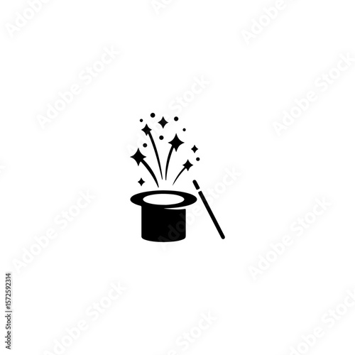 Wand Magic hat icon flat vector design.