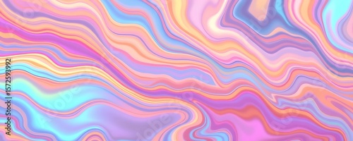 A seamless trendy iridescent rainbow foil texture background pattern with a soft holographic pastel unicorn marble design