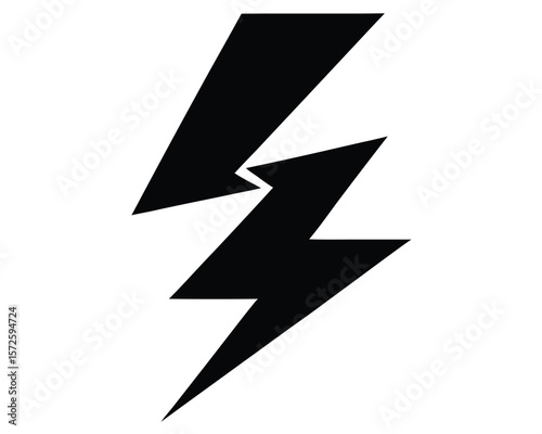 Lightning Bolt Symbol: A stark, black and white depiction of a lightning bolt, capturing the raw energy and force of nature. Ai Generated