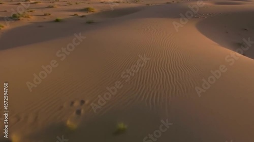 Drone Flight Over Desert Dunes