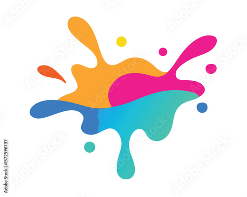 Colorful Splash of Art: A vibrant, dynamic splash of paint in an abstract, modern style, full of lively colors, demonstrating artistic flair. Ai Generated