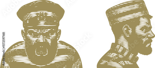  Green lined effect vector bundle featuring furious prisoner with hat in striped uniform, angry inmate illustration, jail convict art, bold graphic design, strong emotions, dynamic style