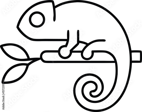 chameleon on a branch outline icon