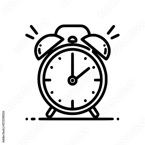Alarm clock outline icon in minimalist style and concept of contour icon  