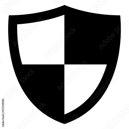 Logo seguridad. Icono escudo con espacio negativo