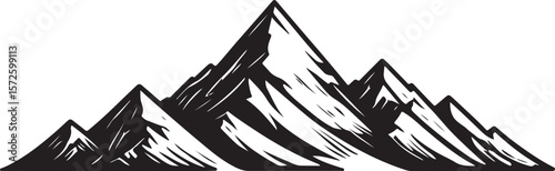 Mountain Range Silhouette – Bold Peak Landscape, Angular Contours & Minimalist Nature Illustration