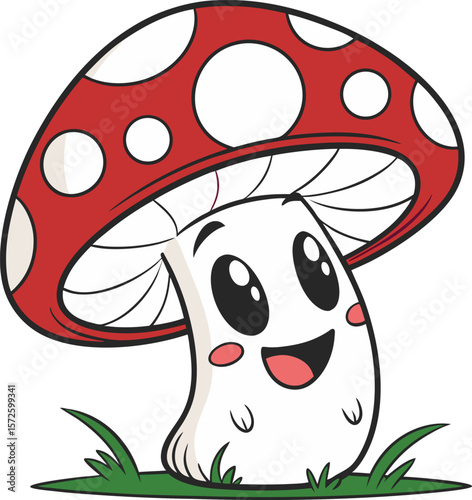 cartoon mushroom in the grass