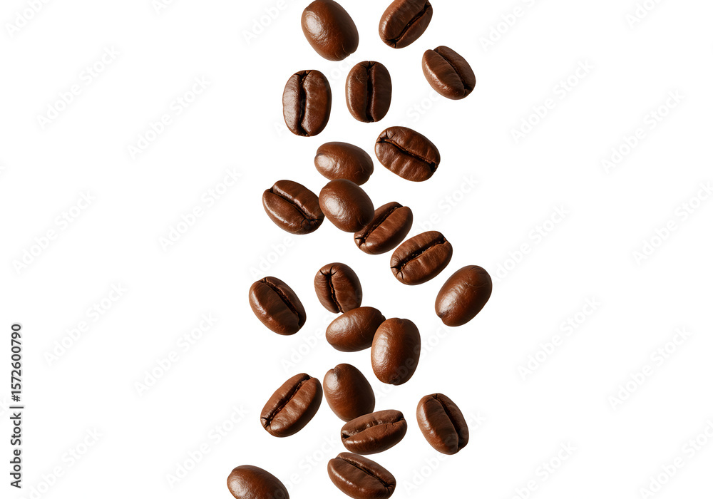 Naklejka premium Roasted Coffee Beans in Motion A Cascade of Aroma