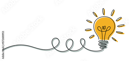   Conceptual illustration of a bright idea emerging from a complex problem