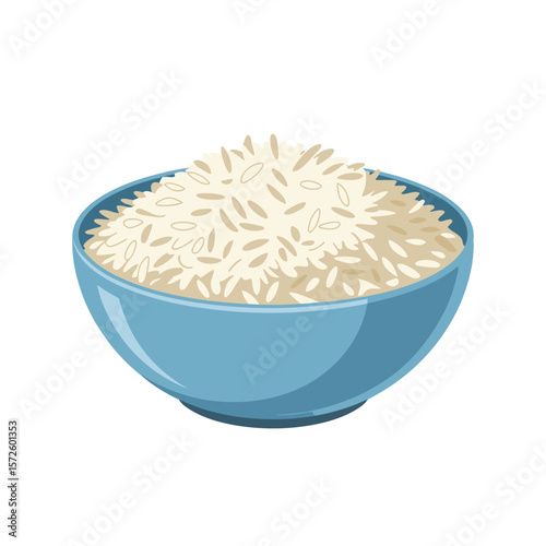  A blue bowl filled with uncooked white basmati rice