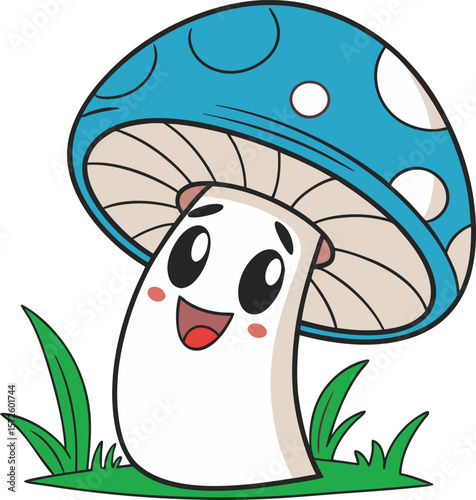 cartoon mushroom in a cap vector art 