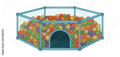 Colorful Ball Pit with Mesh Enclosure
