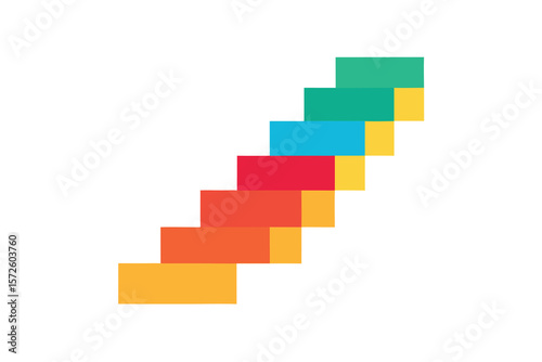 Staircase of Growth: Abstract image shows multi-color blocks arranging into a staircase represents growth and progress, capturing the journey toward success. Ai Generated